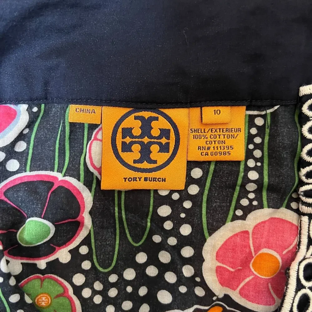 Tory Burch Multi-color Floral Tunic Top Artsy Groovy Boho Whimsical Maximalist